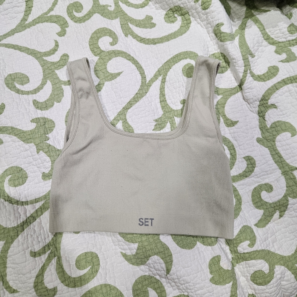 SET Active Ribbed Top in Light Beige